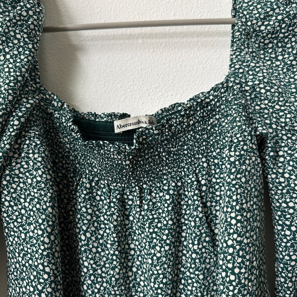 Abercrombie Green Floral Off the Shoulder Dress Small - Picture 2 of 3
